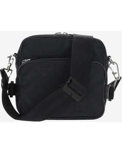 Burberry Pocket Shoulder Bag With Check Pattern - Black