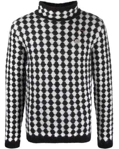 Saint Laurent Diamond-motif Turtleneck Sweater - Black