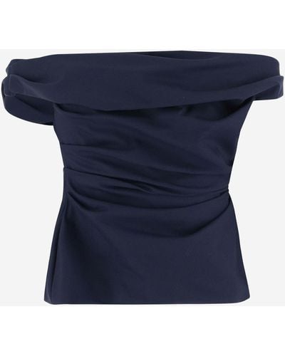 ARMARIUM Off-Shoulders Wool Top - Blue