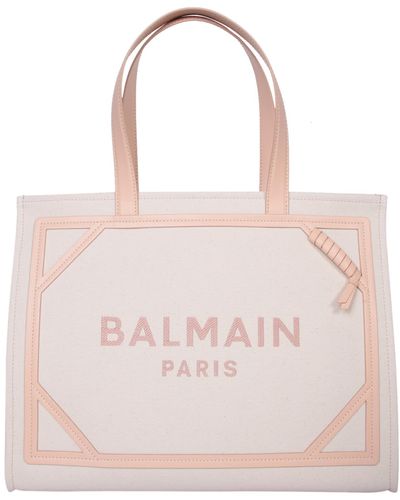 Balmain B Army Shop Med Canvas Ivory Bag - Pink