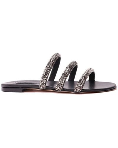 Casadei Embellished Slip-On Sandals - Black