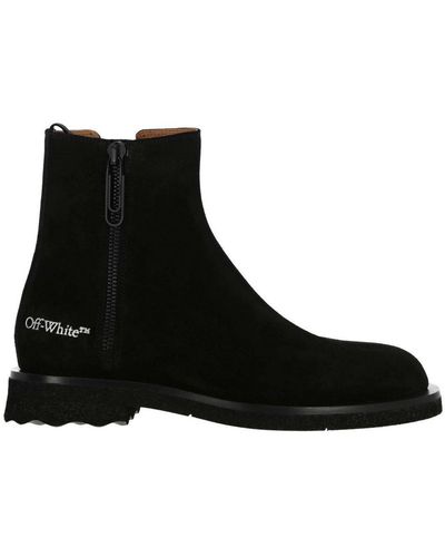 Off-White c/o Virgil Abloh Logo-printed Side-zip Ankle Boots - Black