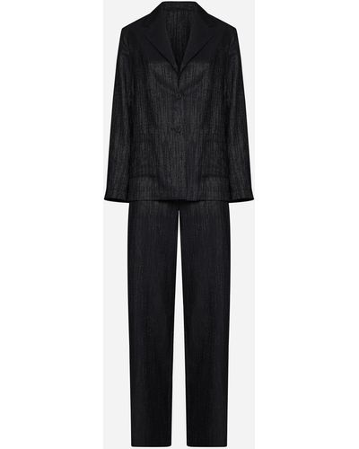 Lardini Lame Wool Suit - Black