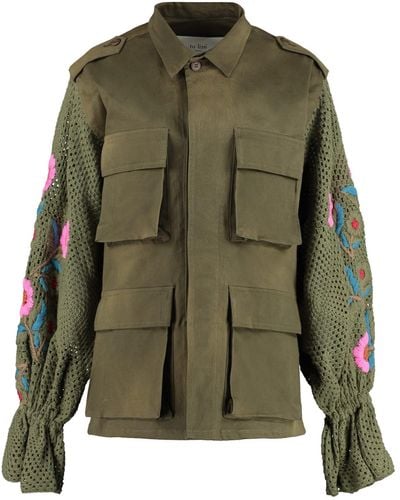 TU LIZE Jacket With Knitted Sleeves - Green
