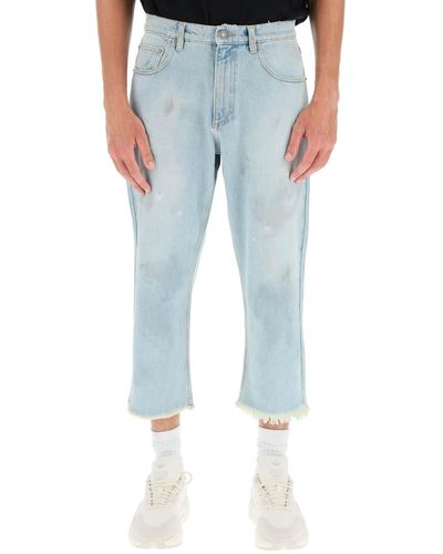 ERL Worn-out Cropped Jeans - Blue