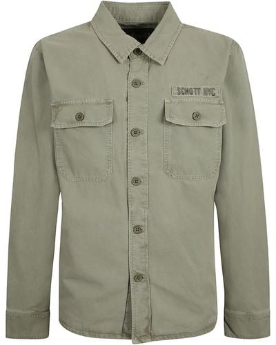 Schott Nyc Patched Pocket Military Jacket - Green