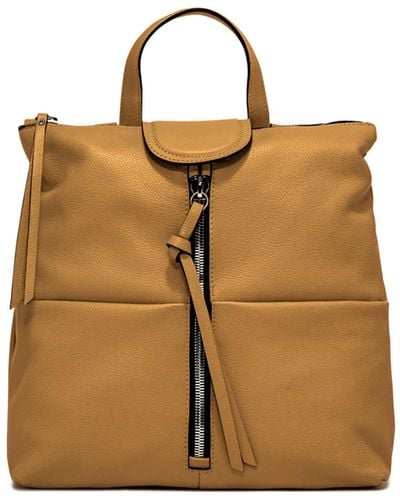 Gianni Chiarini Giada Leather Backpack With Front Zips - Metallic