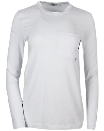 Brunello Cucinelli Long-Sleeved Round-Neck Stretch Cotton Jersey T-Shirt - White