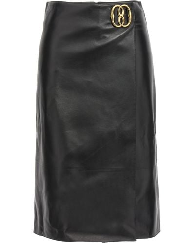 Bally Logo Leather Skirt Skirts - Black