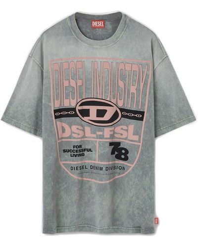 DIESEL Logo Printed Crewneck T-Shirt - Grey