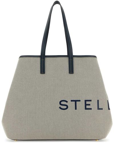 Stella McCartney Sand Canvas Logo Shopping Bag - Grey