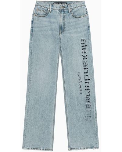 Alexander Wang Slouch Cut Out Embroidery Logo Jeans - Blue