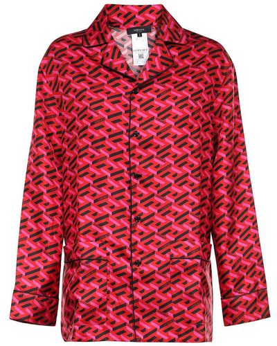 Versace Printed Silk Pyjama Blouse - Red