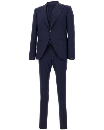 Corneliani Three-Piece Cool Wool Blend Suit - Blue