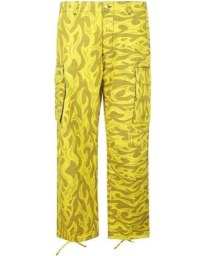 ERL Printed Cargo Trousers Woven - Yellow