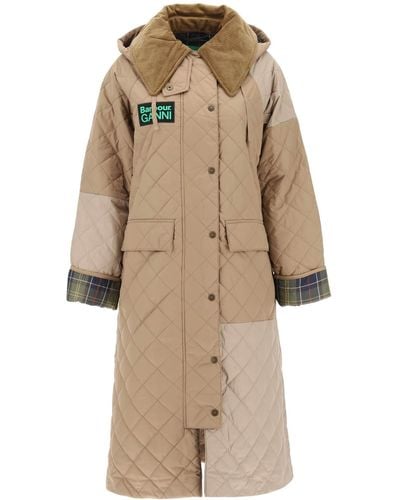 Barbour Burghley Quilted Trench Coat - Natural