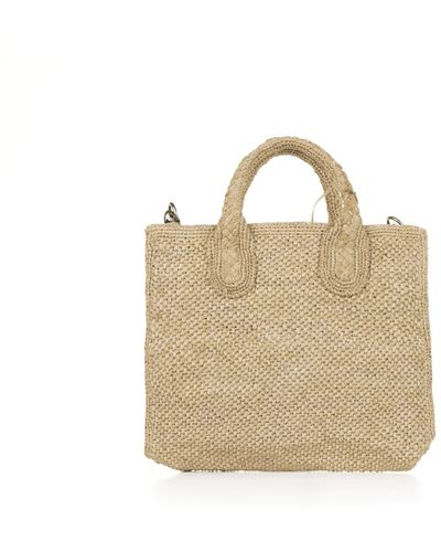 IBELIV Raffia Shopping Bag With Shoulder Strap - Natural