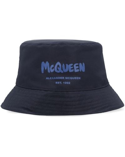 Alexander McQueen Logo Print Bucket Hat - Blue