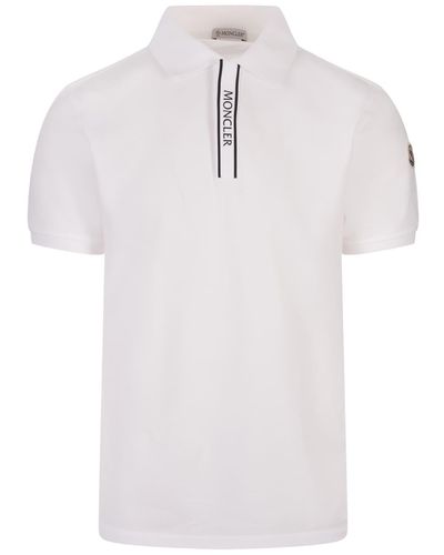 Moncler Polo Shirt With Logo Motif - White