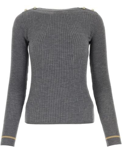 Max Mara Studio Crewneck Long-sleeved Sweater - Gray
