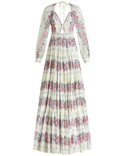 Etro Maxi Dress With Cut-Out And Floral Print - White