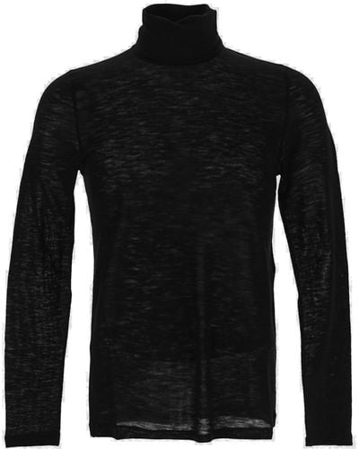 Saint Laurent Cassandre Turtleneck Sweater - Black
