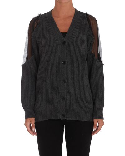 MSGM Paneled Knit Cardigan - Black