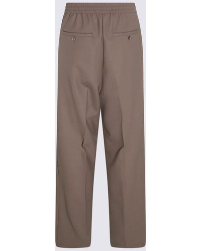 Ami Paris Taupe Wool Blend Stretch Trousers - Brown