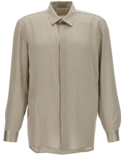 Saint Laurent Striped Satin Shirt Shirt, Blouse - Natural