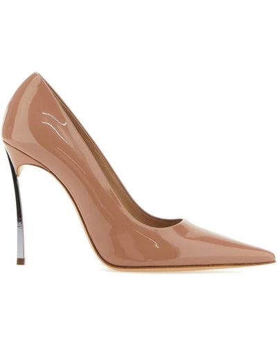Casadei Antiqued Leather Blade Tiffany Pumps - Brown