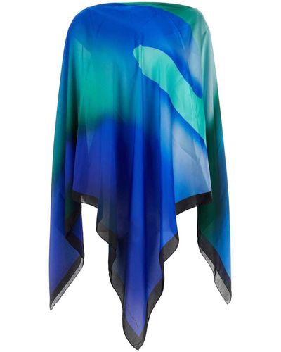 Giorgio Armani Printed Silk Cape - Blue