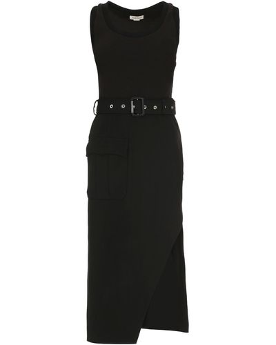 Alexander McQueen Belted Cotton Dress - Black