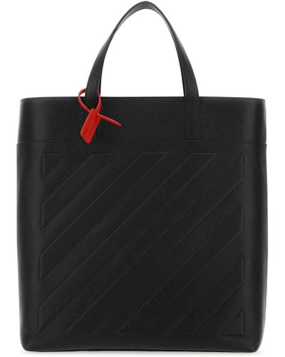 Off-White c/o Virgil Abloh Leather Binder Shopping Bag - Black