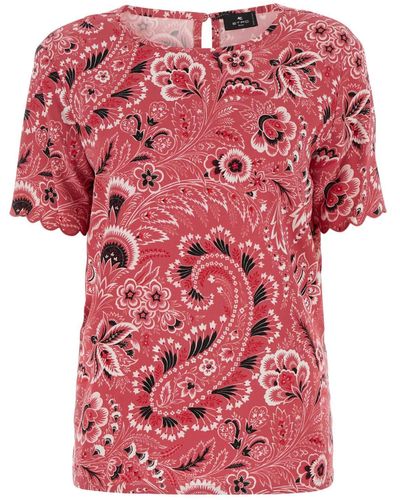 Etro Printed Stretch Viscose Blouse - Red