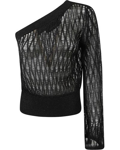 FEDERICA TOSI One-Shoulder See-Through Top - Black