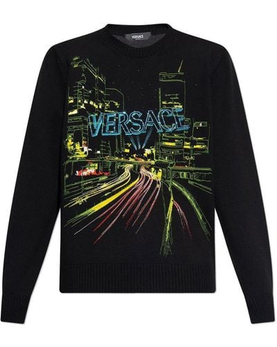 Versace Jumper With Logo - Black