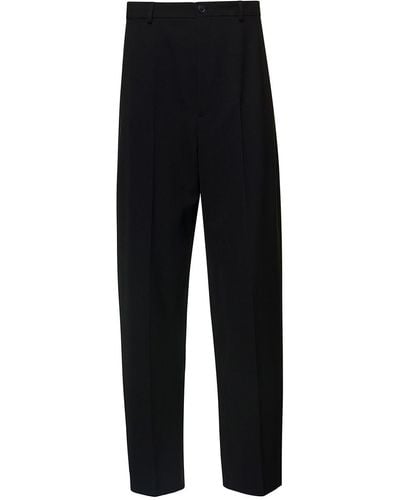 Balenciaga Oversized Black Tailored Trousers In Wool Blend Man