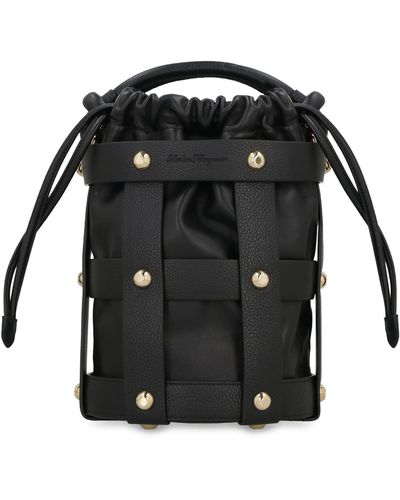 Ferragamo Cage Leather Bag - Black