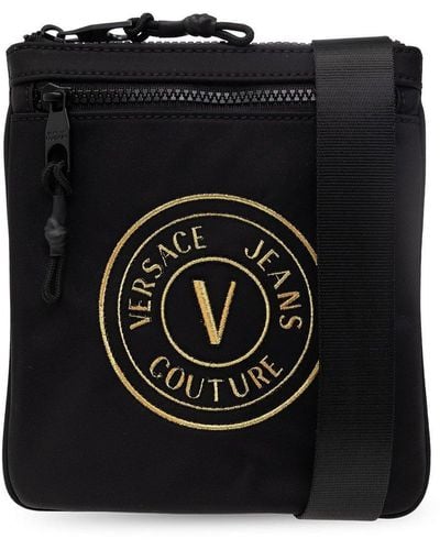 Versace Shoulder Bag With Logo, - Black