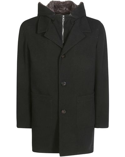 Gimo's Capp Davan Stacca Fur Coat With Applied Pocket Wool - Black