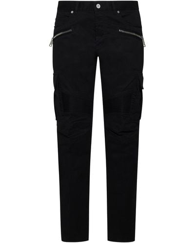 Balmain Stretch Cotton Cargo Pants - Black