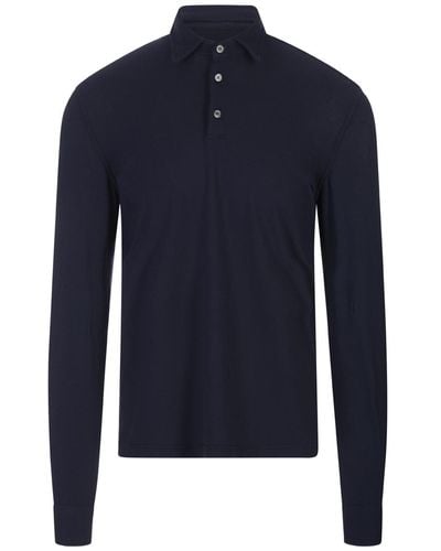 Fedeli Night Long Sleeve Polo Shirt - Blue