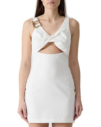 Just Cavalli Buckle Detailed Cut-Out Dress - White