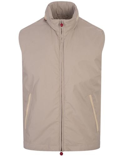 Kiton Beige Vest With Pull-out Hood - Grey