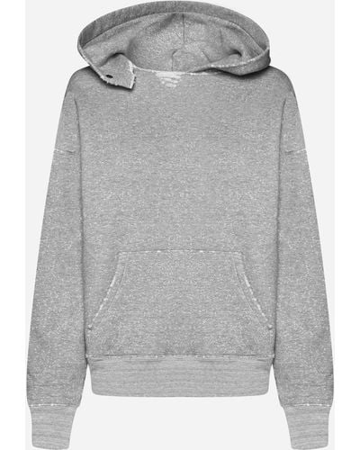 Saint Laurent Grunge Cotton Hoodie - Grey