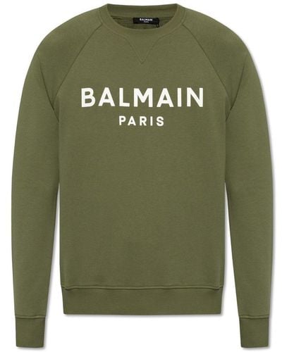 Balmain Logo Printed Crewneck Sweatshirt - Green