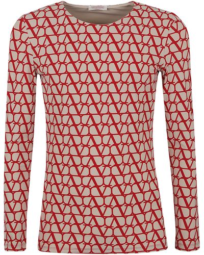 Valentino Garavani Long Sleeve T-shirt Toile Iconographe - Red
