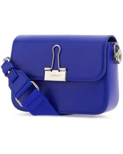 Off-White c/o Virgil Abloh Electric Leather Small Plain Binder Handbag - Blue