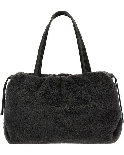Brunello Cucinelli Teddy Fabric Handbag Hand Bags - Black