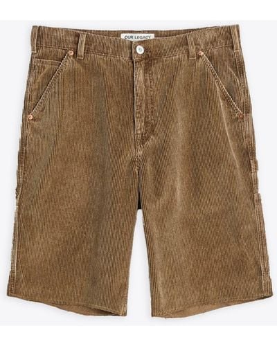 Our Legacy Joiner Short Light Corduroy Work Shorts With Spray Paint - Natural